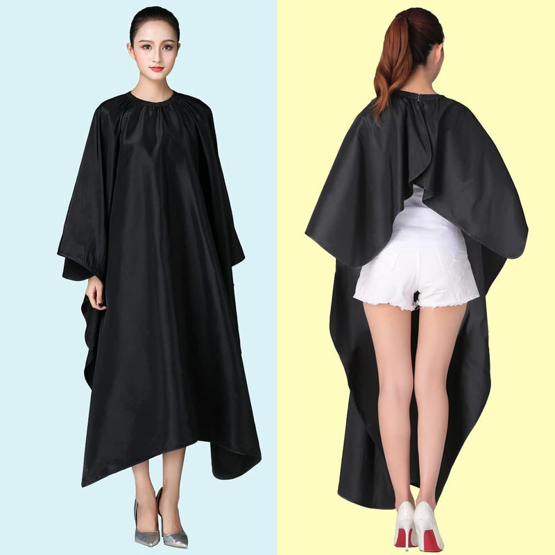 Iusmnur Barber Cape, 2 Pack Professional Hair Salon Capes with Adjustable Metal Clip, Shampoo Hair Cutting Cape for Barbers and Stylists - 55 x 63 inches (Black-2pack) - Image 2